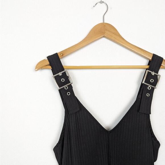 WeWoreWhat Black Ribbed Knit Tapered Jumpsuit Size S - Picture 4 of 7